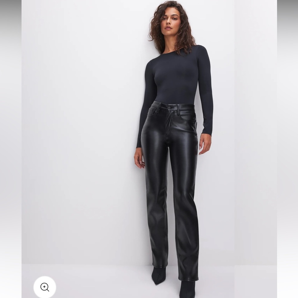 Good American Good Icon Faux Leather Pants! Like New!